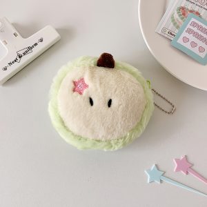 1pc Earphone Bag 'S Lipstick Portable Storage Small Bag Cartoon Cute Apple Plush Coin Purse Creative Fun Pendant