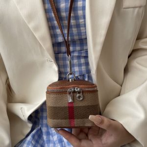 New And Leather Compact Coin Purse, Ins-Style Easy And Portable Neck-Hanging Lipstick Makeup Bag, Genuine Leather Earphone Case