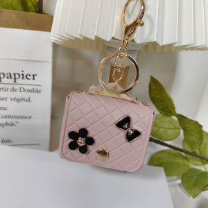 Women's Classic Elegant Style Keychain, PU Leather Mini Pouch Keychain for Car Keys, Earphones, Ties, and Coin Storage