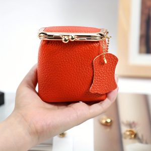 Women's Coin Purse, Classic Kiss Lock Mini Fashion Lipstick Pouch, Solid Color Minimalist Coin Case, Square Key Organizer Pouch, Earphone Case
