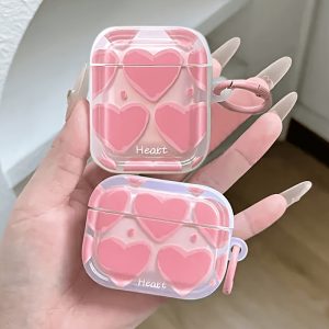 Pink Heart Style Suitable for Apple Earphones Anti-Fall Protective Case Cover Suitable for Airpods Earphone Case Anti-Scratch Anti-Fall Protective Case Cover