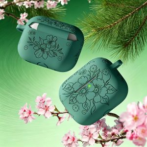 Case for Compatible with Airpods Pro 2nd Generation Charging Case, Soft Flower Engraved Protector with Keychain for AirPods Pro Case